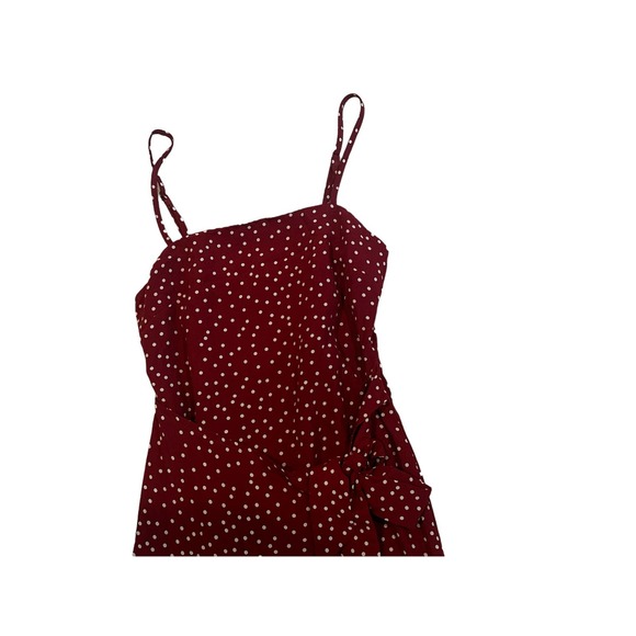 Women US-2 Princess Polly Caesura Wine Red Polka Dot Mini Dress Tie Waist - Picture 2 of 4